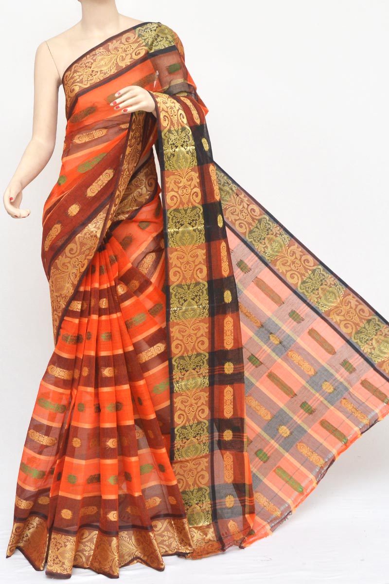Brown Color Cotton Tant Bengal Handloom Saree (Without Blouse) - MC2510721