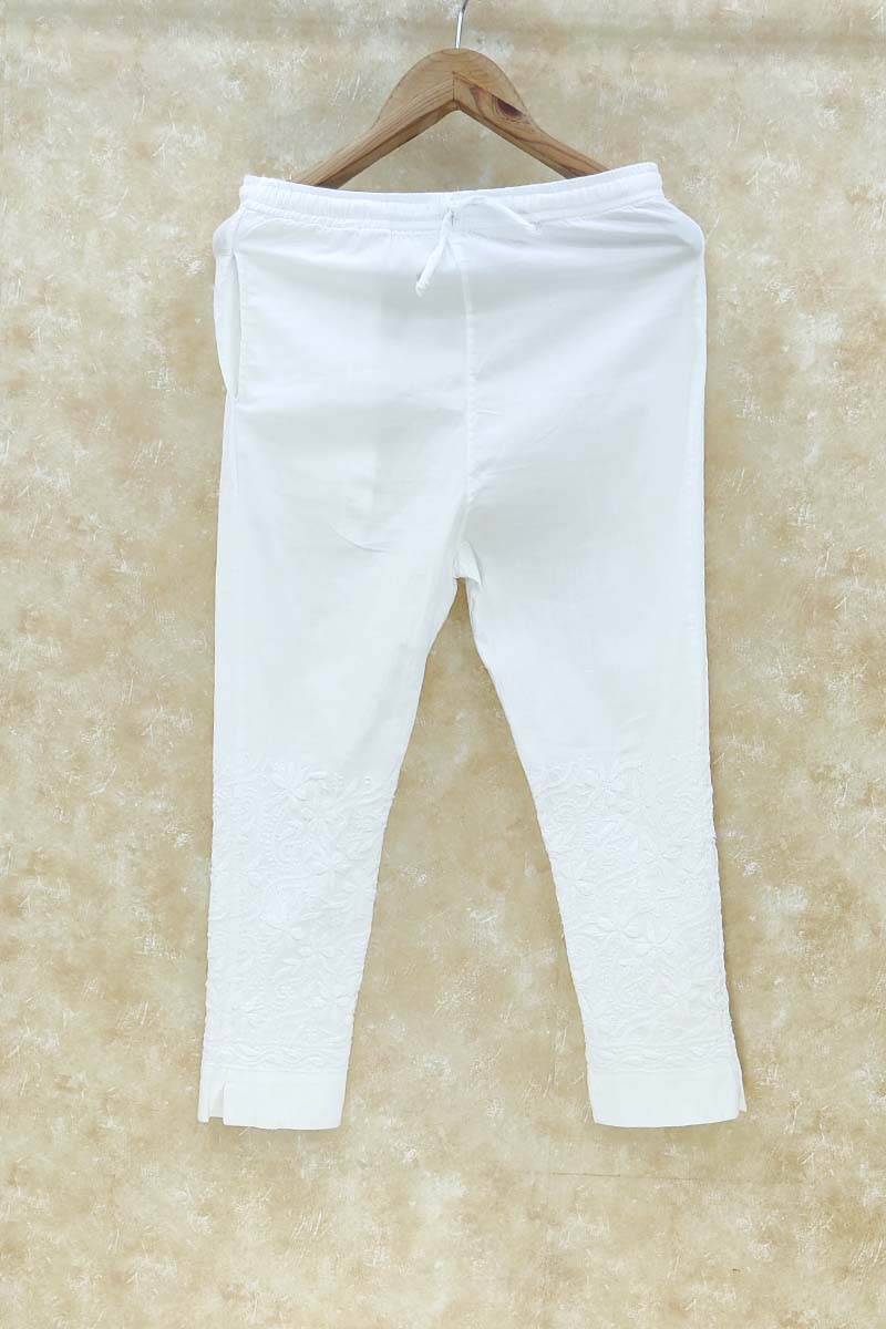 WHITE DYEABLE COTTON LYCRA PANTS MC251257