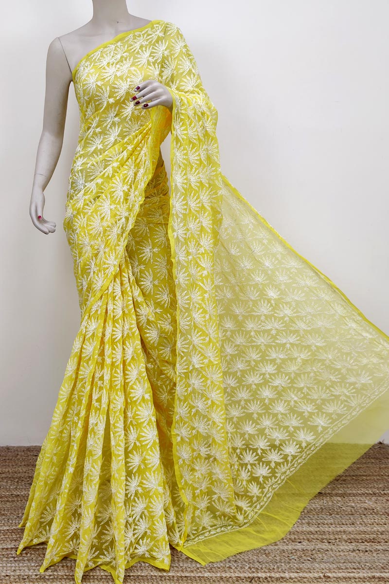 Yellow Colour Georgette Allover Tepchi (saree With Blouse) Mc252627