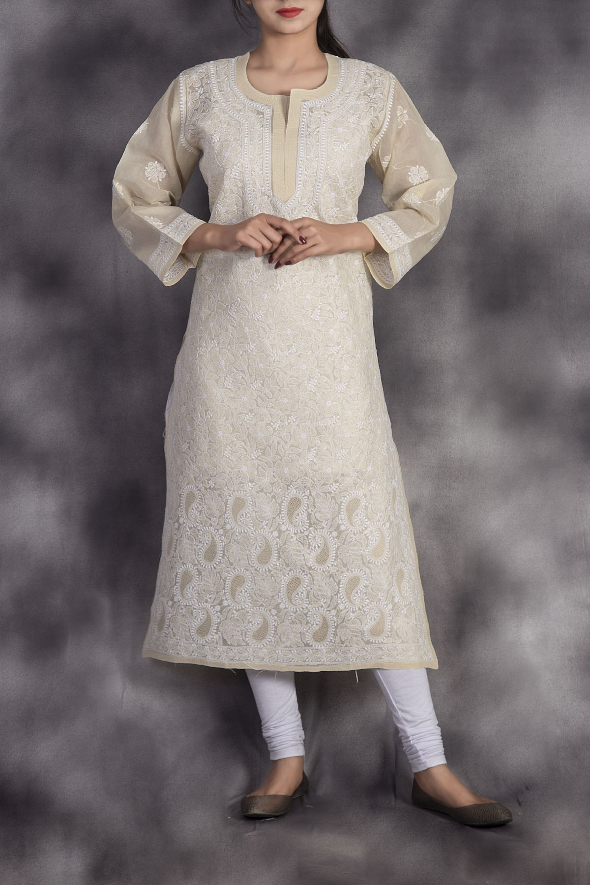 3/4th Sleeve Stitched Latest Long Chikan Kurtis at Rs 294 in New Delhi
