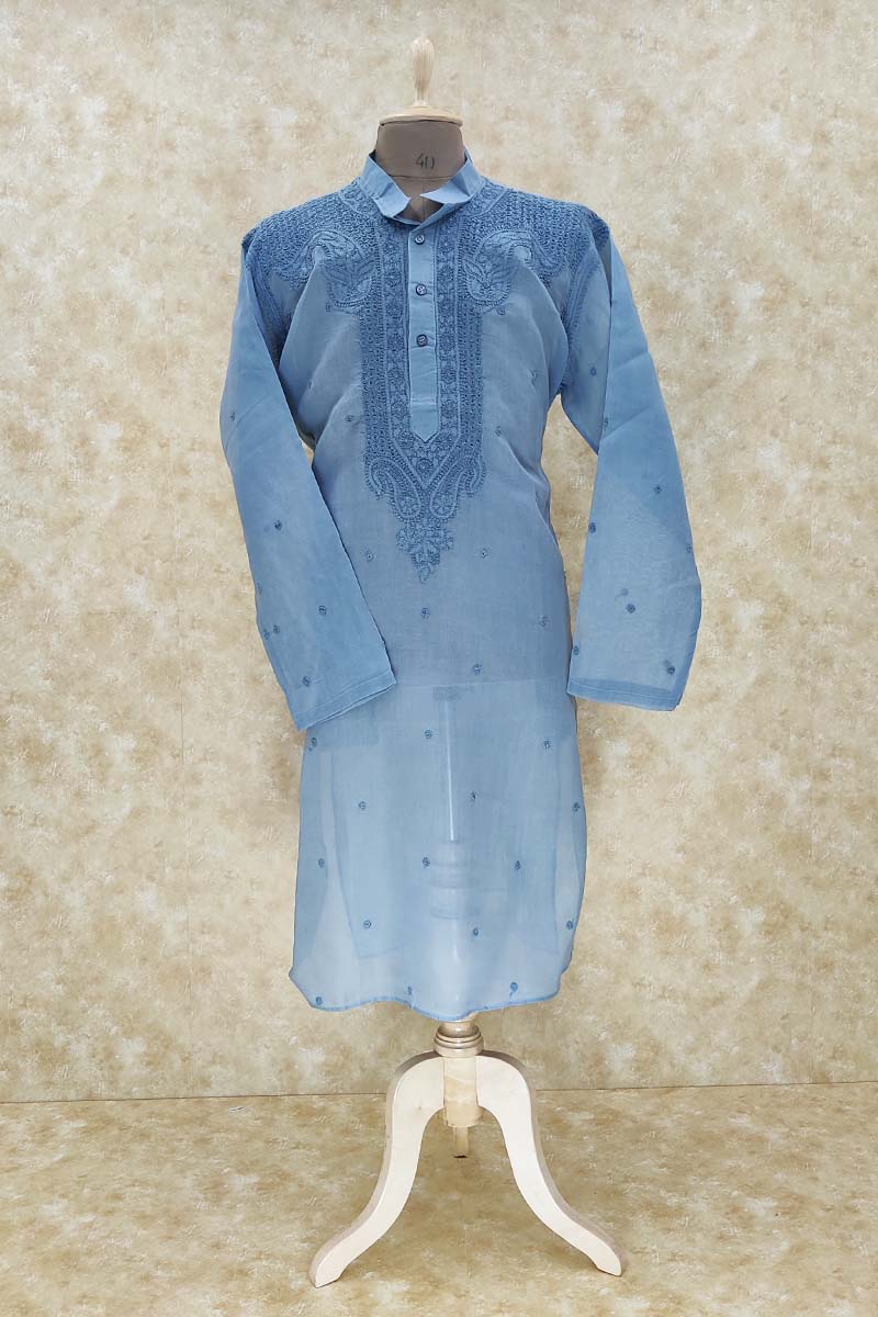 Lucknowi Mens Chikan Kurta (cotton) Mc251307 Mc251438