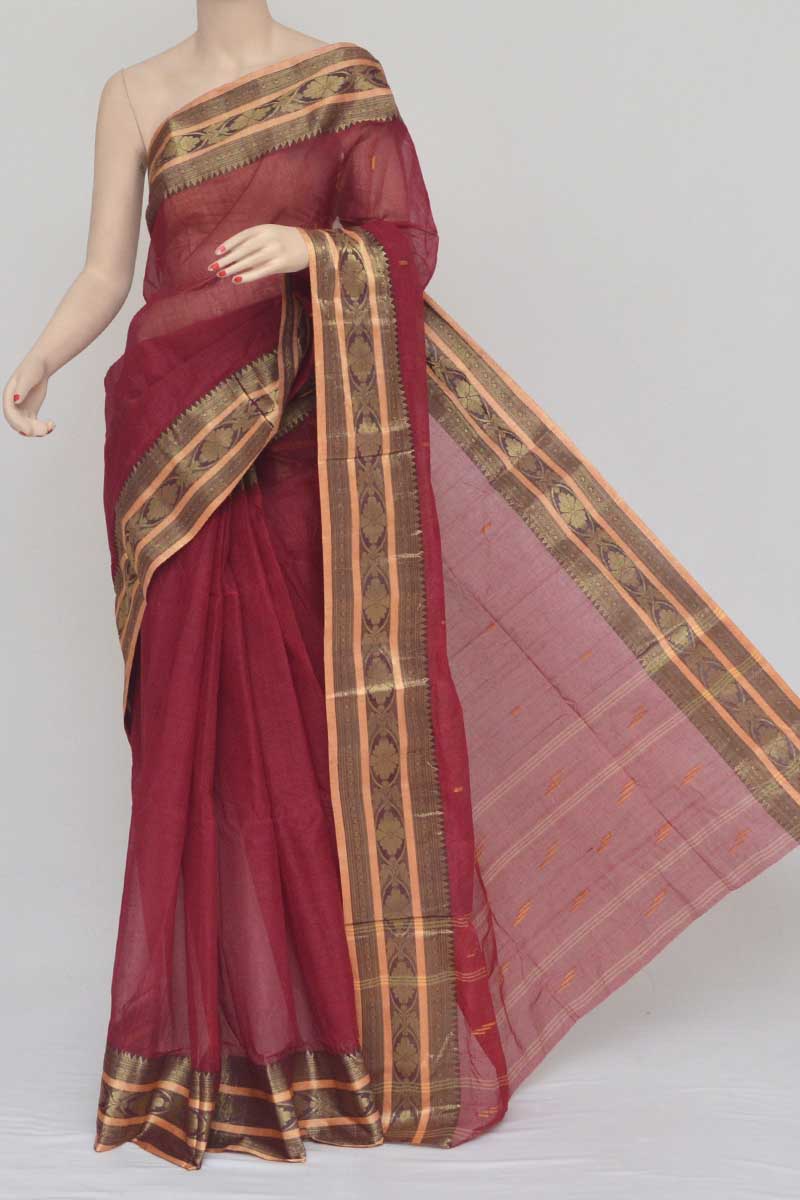 Red Bengal Handloom Cotton Saree(without Blouse)mc250855