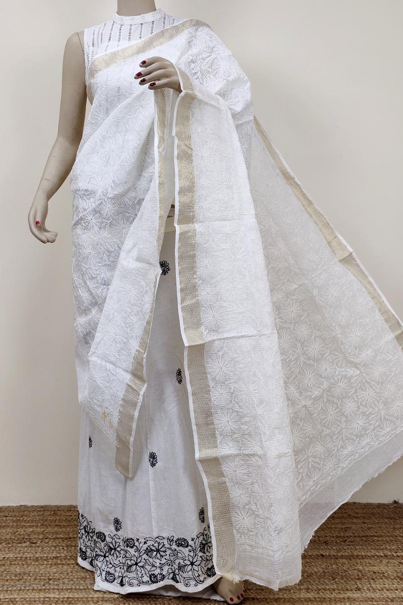 White Colour Kota Cotton Allover Tepchi Work Hand Embroidered Lucknowi Chikankari Dupatta Mc252702