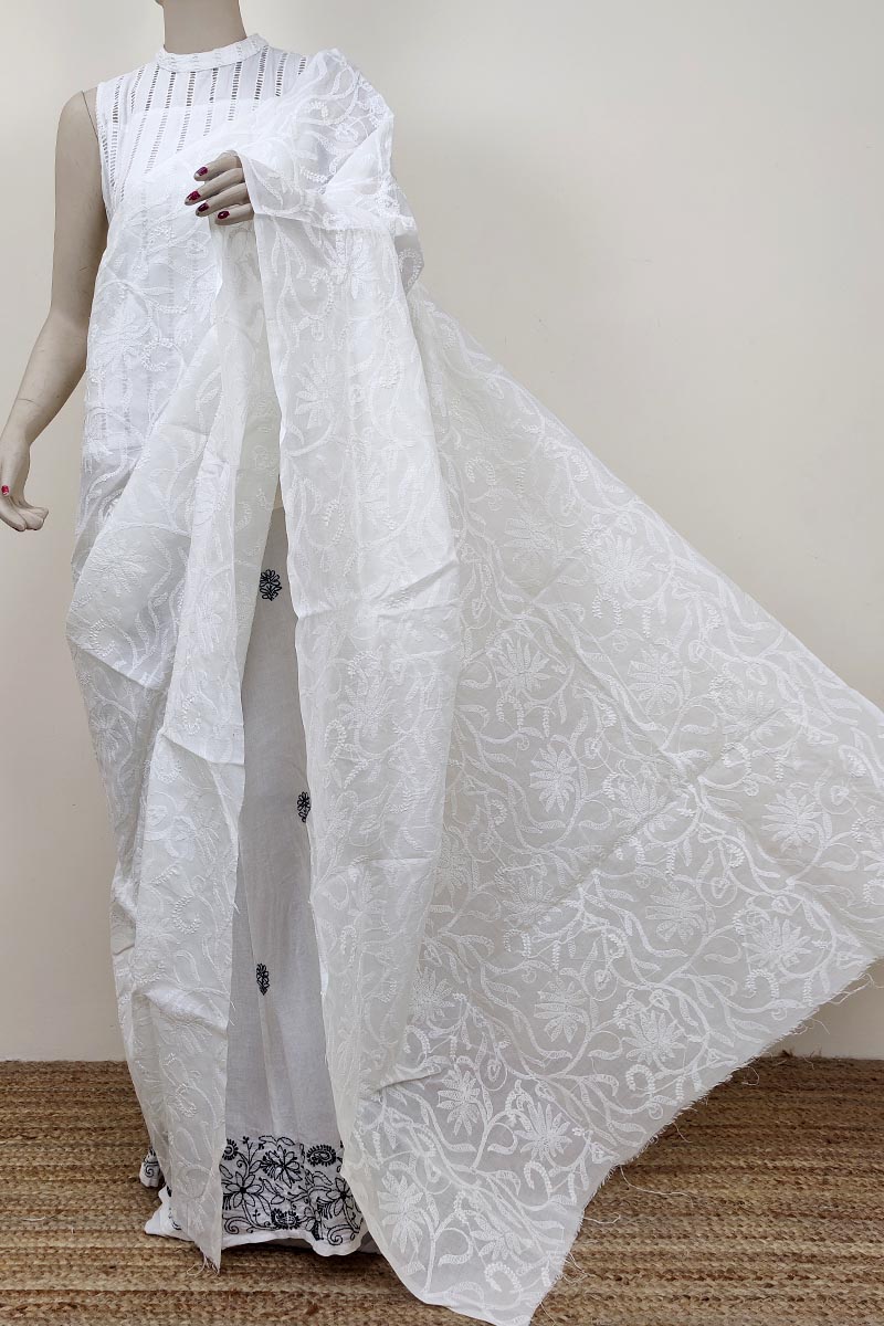 White Colour Cotton Hand Embroidered Lucknowi Chikankari Dupatta Mc252699