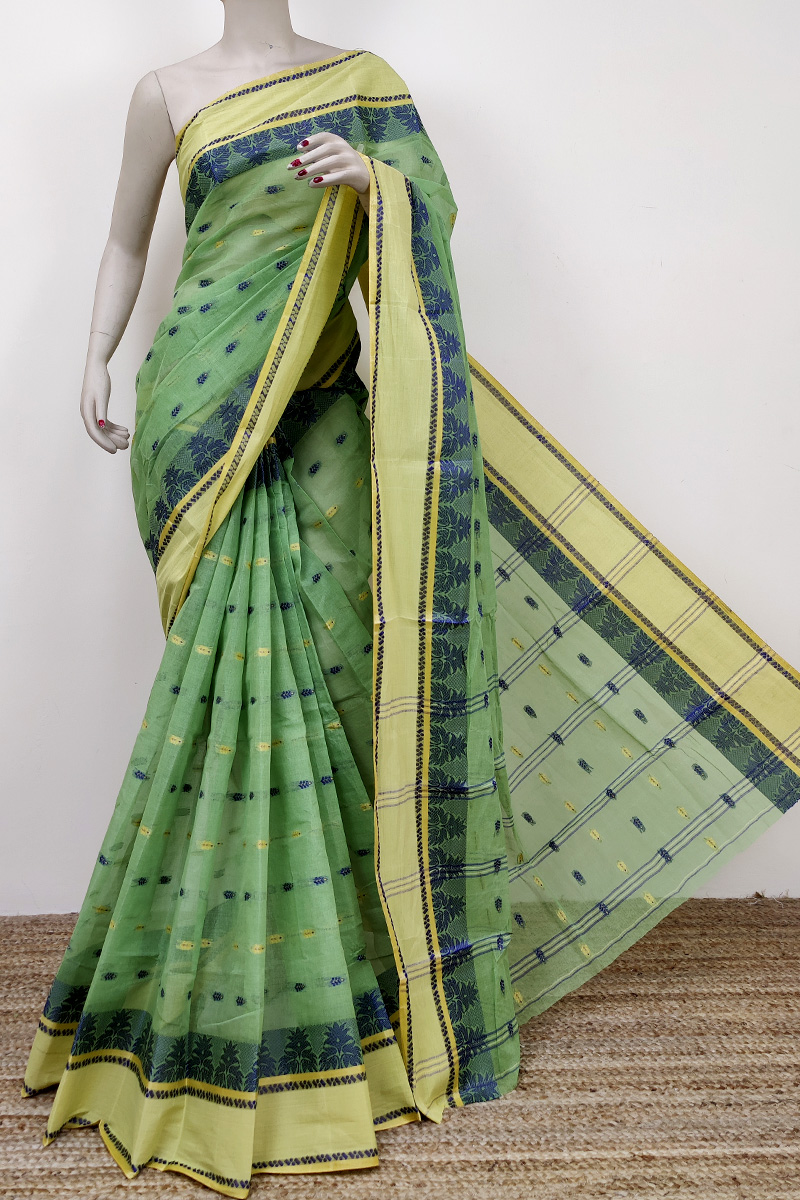 Green Colour Bengoal Handloom Cotton Saree (Without Blouse) MC252706