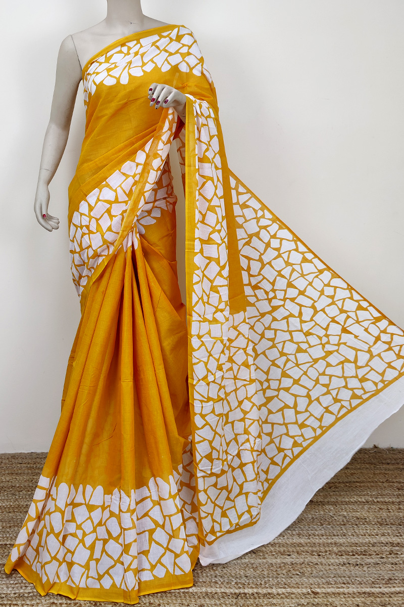 Yellow Colour Bengoal Handloom Mulmul Cotton Saree (Without Blouse) MC252721