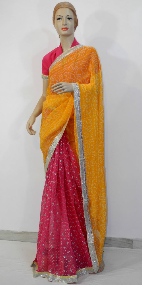Pure georgette bandhani sarees online store