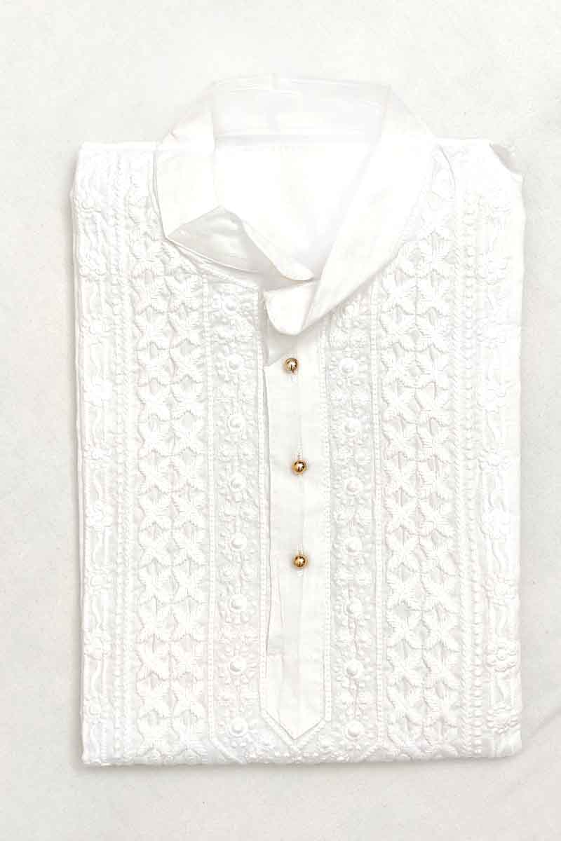 Lucknowi Mens Chikan Kurta (Cotton) MC251308