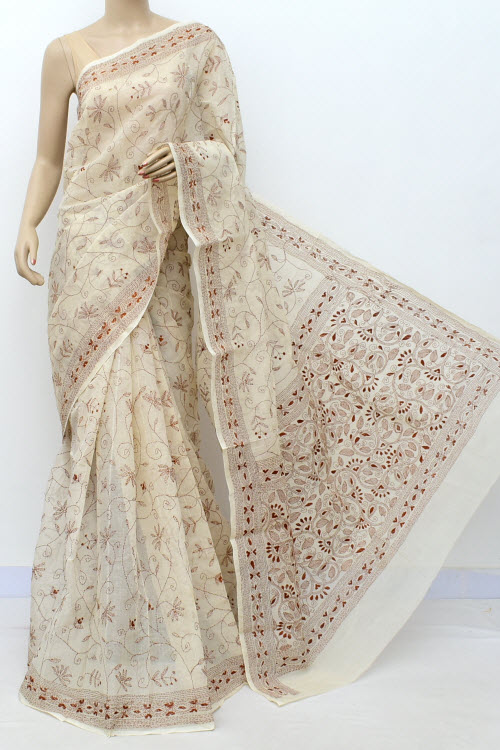 Cotton embroidery saree deals