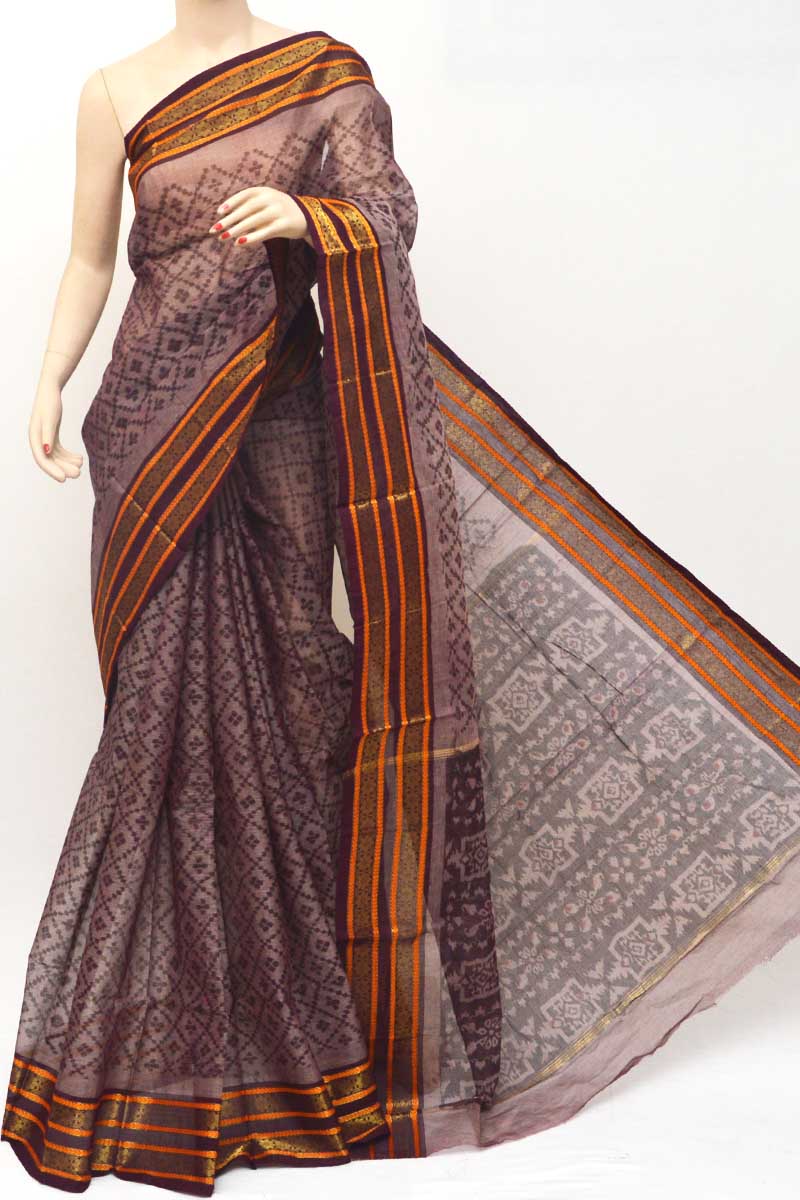 Brown Colour Cotton Tant Bengal Handloom Saree (Without Blouse) - MC251114