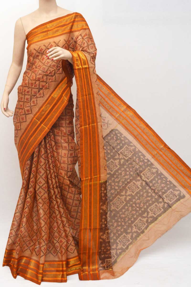 Goldenrod Colour Cotton Tant Bengal Handloom Saree (without Blouse) - Mc251116