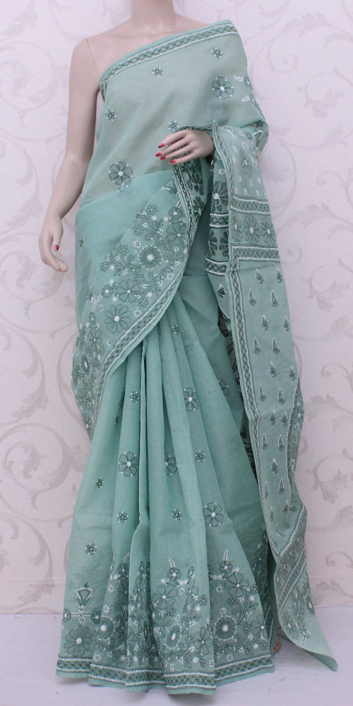 Buy Lucknowi Chikan Sarees online, Pure Lucknowi Chikan Sarees, Trendy ...