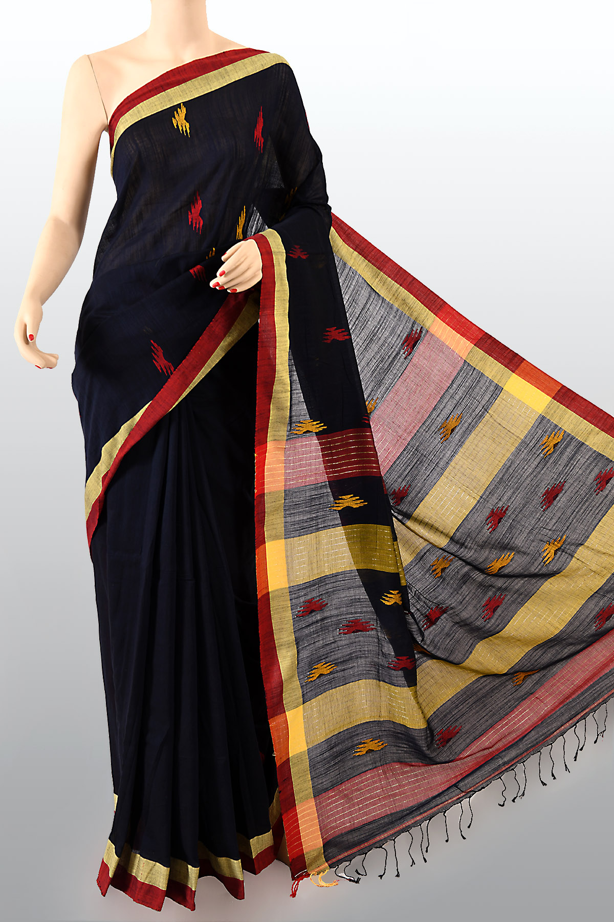 Blue Colour Bengal Handloom Cotton Saree(without Blouse)mc250739