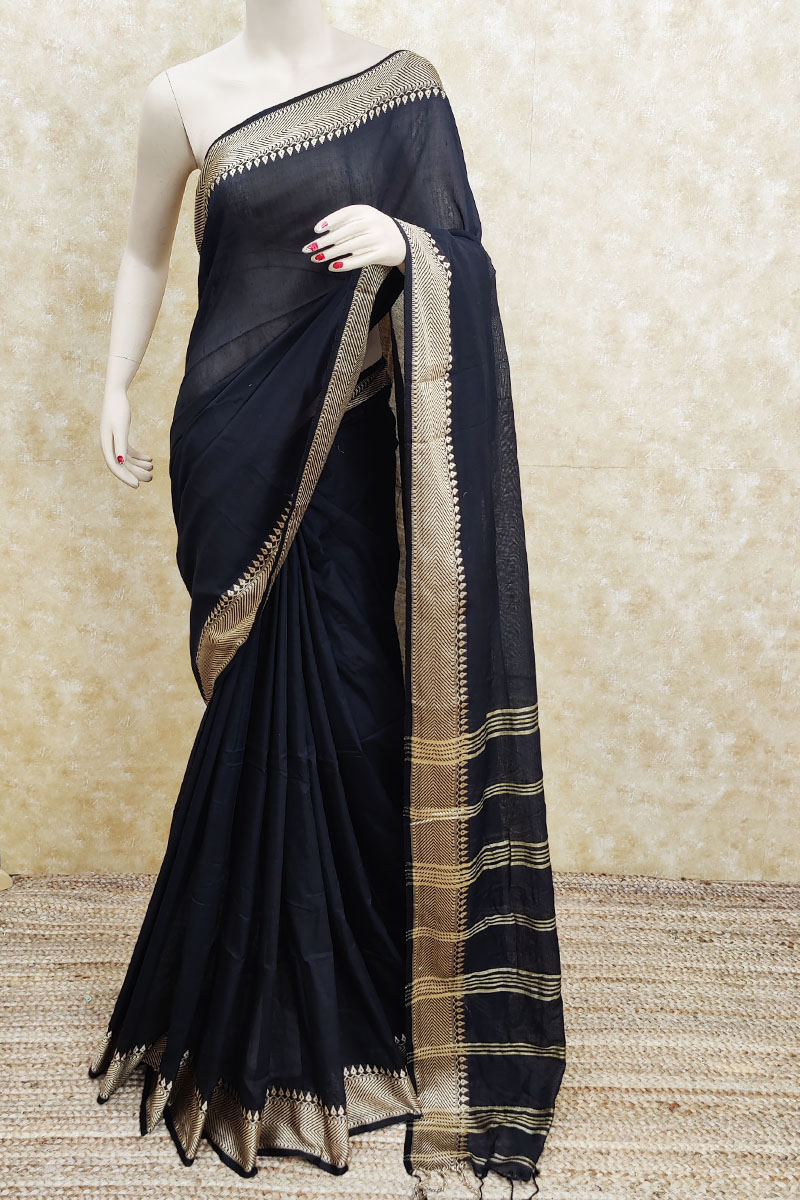 Black wholesale cotton sarees in jaipur | Kiran's Boutique-vdbnhatranghotel.vn
