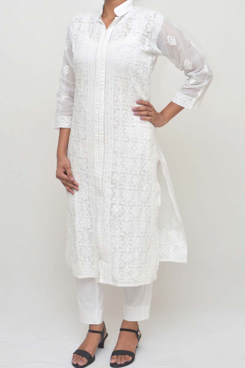 Chandrakala Lucknow Chikankari Kurti for Women 100% Cotton Indian Ethnic  Tunic ,X-Large (K150SKY4) - Walmart.com