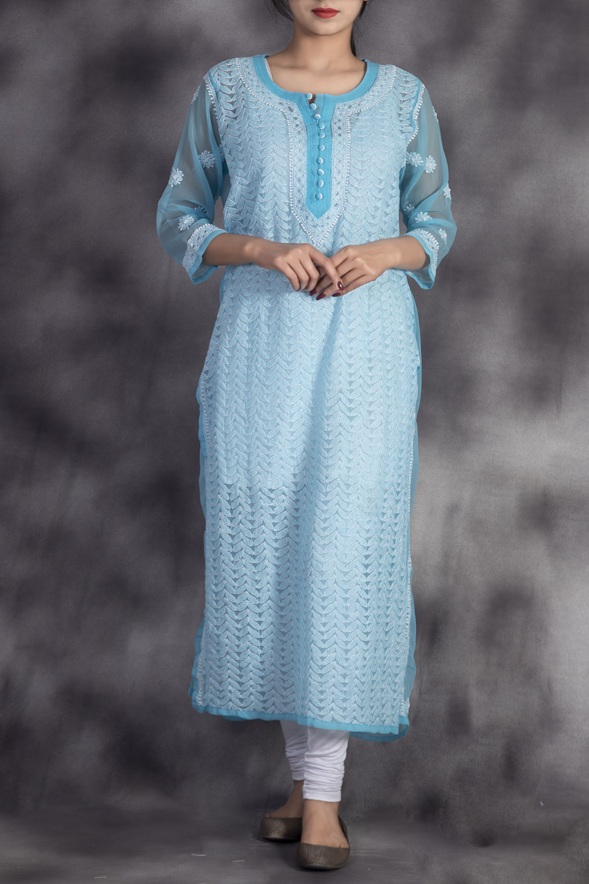 Lakhnavi Fabrics Women's White Casual Lucknowi Chikan Kurta : Amazon.in:  Fashion