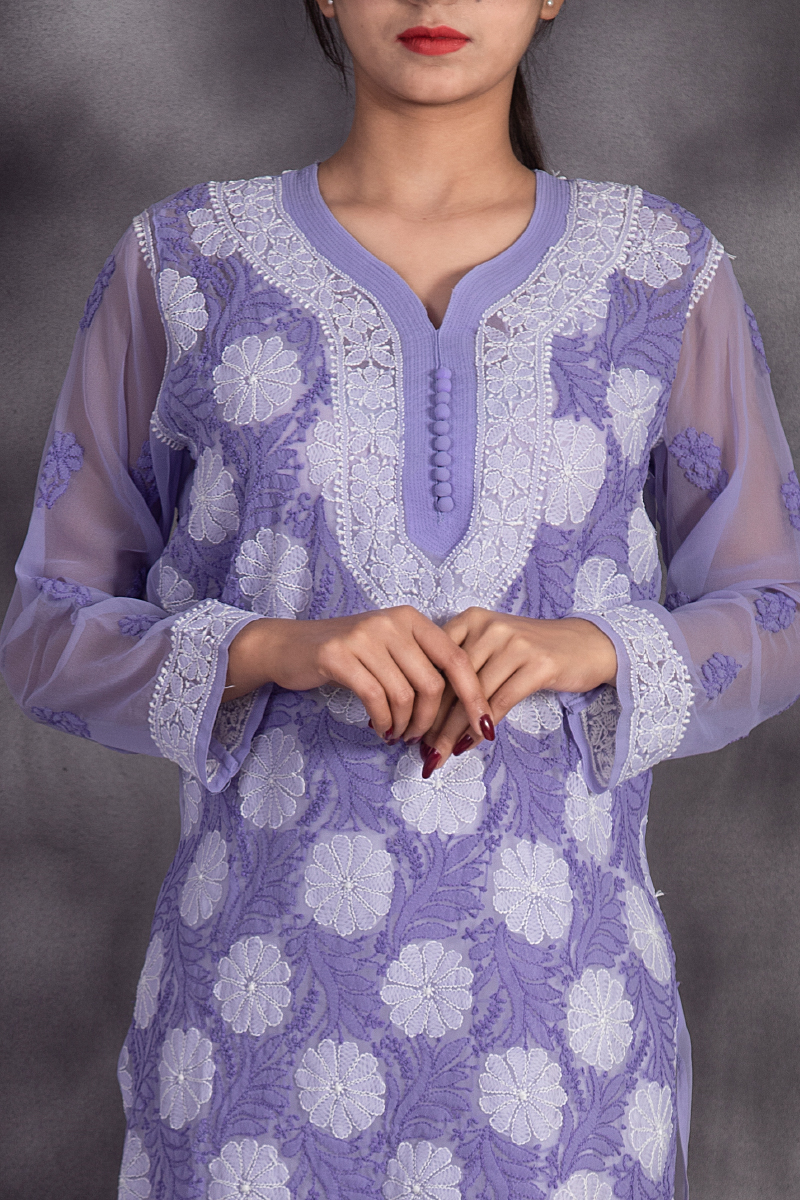 Naira Women's Lucknowi Handcrafted Cotton Chikankari Kurti - HONC01444 –  Nazranachikan