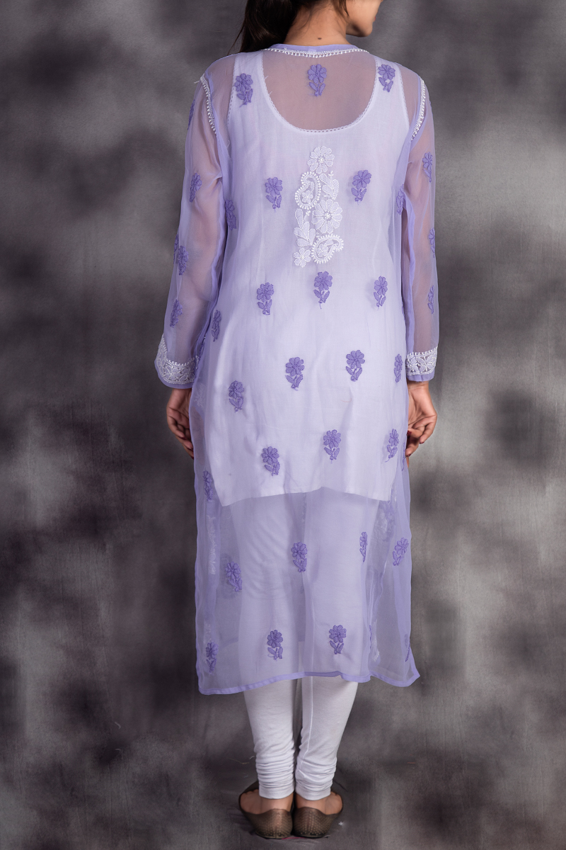 Lavender Lucknowi Kurta Suit Set at Rs 2999 | Lucknowi Suit | ID:  26163013348