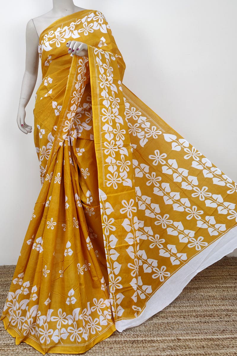 Yellow Colour Bengoal Handloom Mulmul Cotton Saree (Without Blouse) MC252728