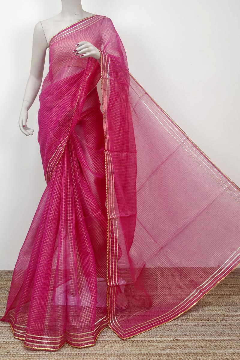 Pink Colour Bengoal Handloom Kota Cotton Saree (with Blouse 1mtr.) Mc252730