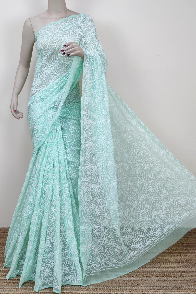 Mint Green Colour Georgette Tepchi Saree (with Blouse) MC252733