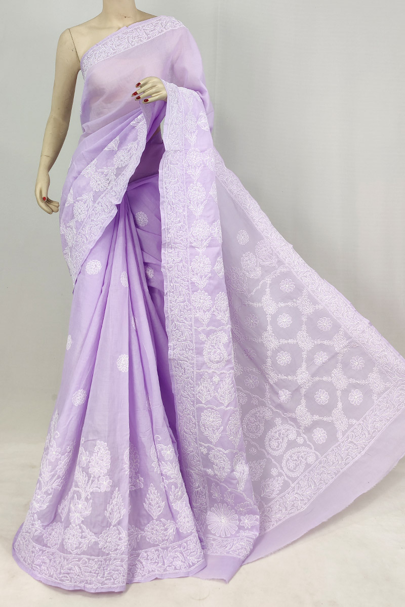Lavender Colour cotton Chikankari Saree With Blouse MC253171