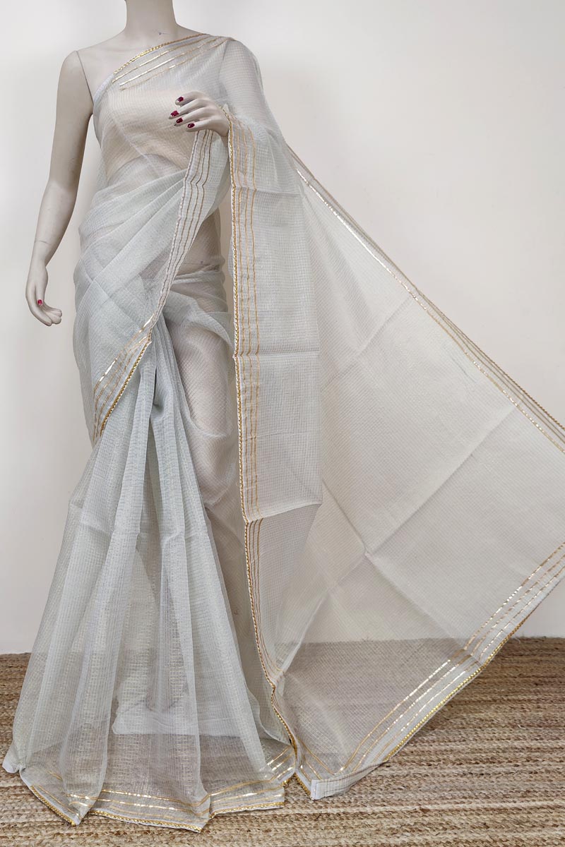 Grey Colour Bengoal Handloom Kota Cotton Saree (with Blouse 1mtr.) Mc252738