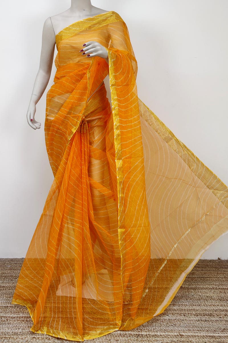 Orange Colour Bengoal Handloom J P Moonga Kota Cotton Saree With Zari Border MC252750