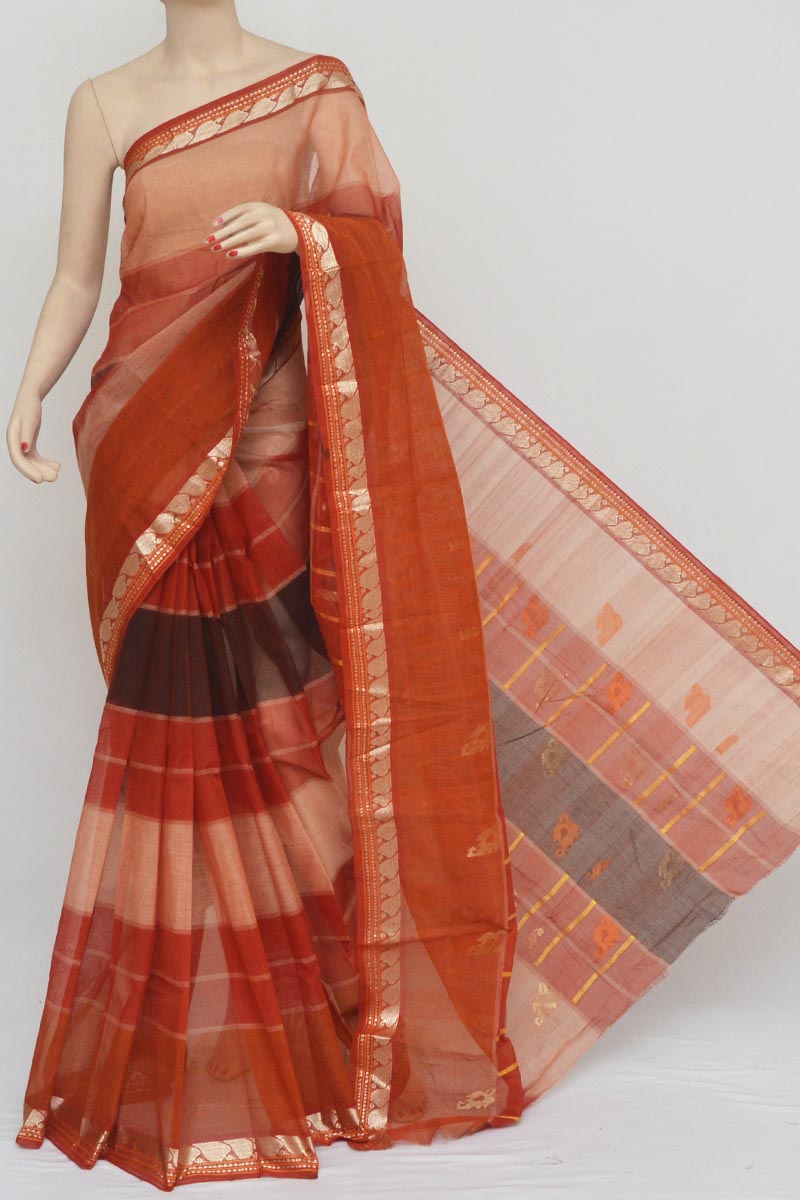 Brown Colour Cotton Tant Bengal Handloom Saree (without Blouse) - Mc251105