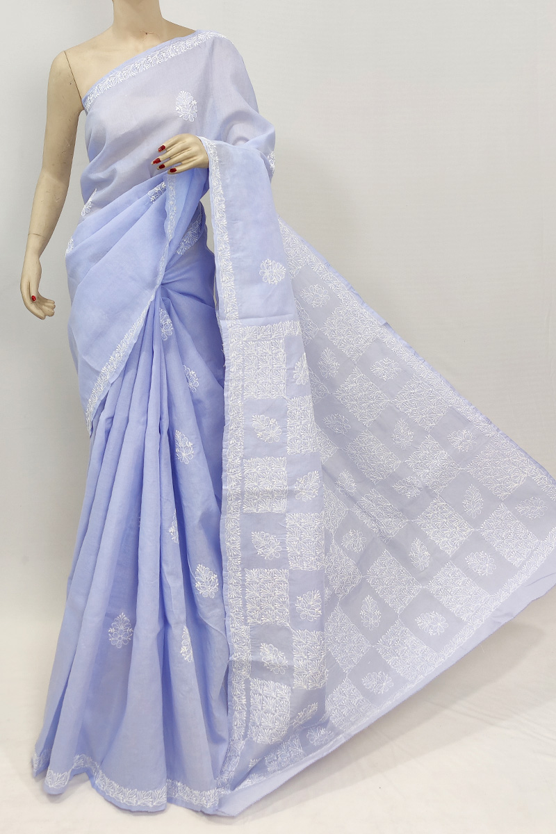 Lavender Colour Cotton Chikankari Saree With Blouse MC253101