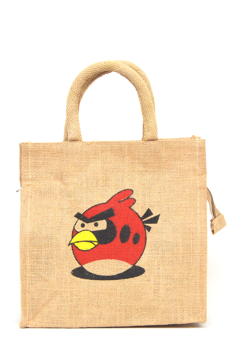 Angry Bird Printed Fancy Jute  Bag - HB016