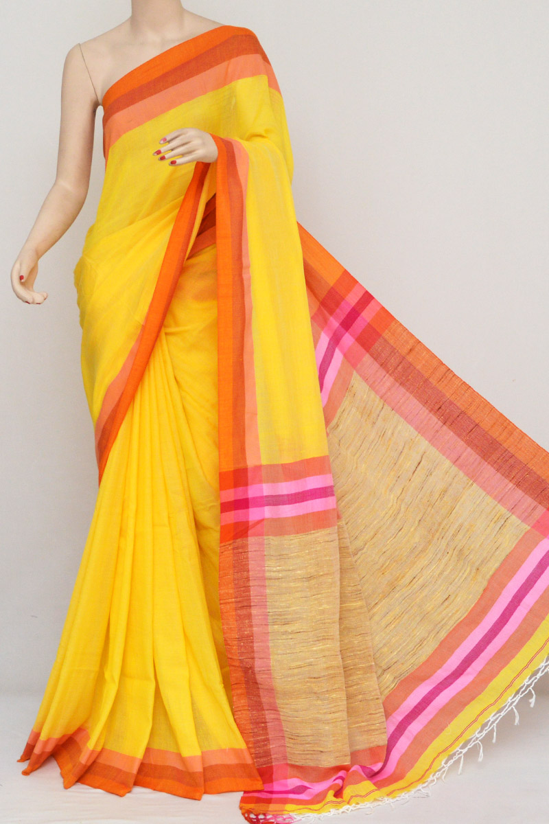 Yellow Color Handwoven Textured Traditional Saree (With Blouse)- 251044