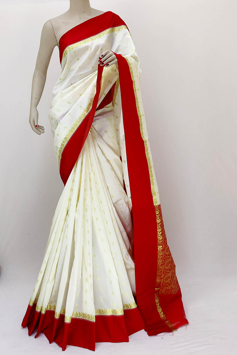 Discover 216+ white and red border saree latest