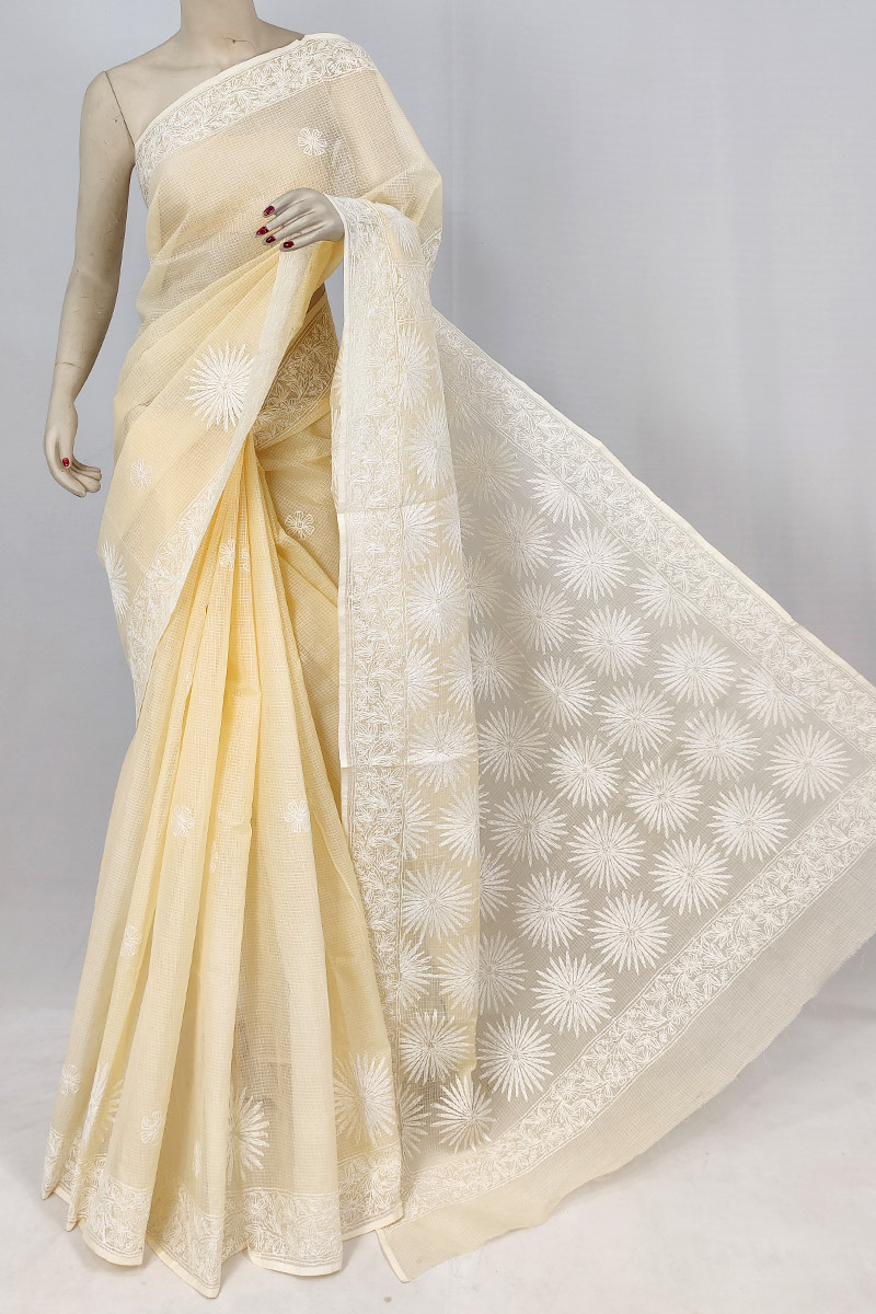 Fawn Colour Kota Cotton Tepchi Work Saree With Blouse MC253174