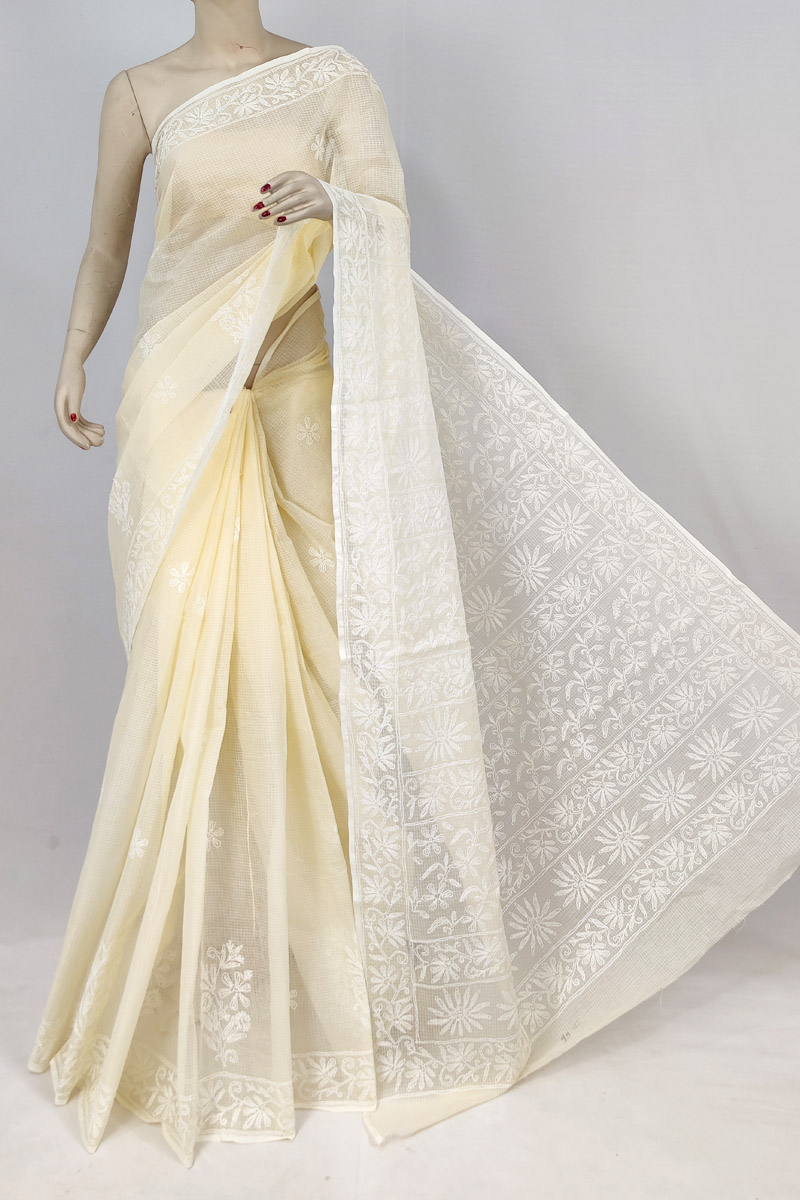 Fawn Colour Kota Cotton Tepchi Work Saree With Blouse MC253176