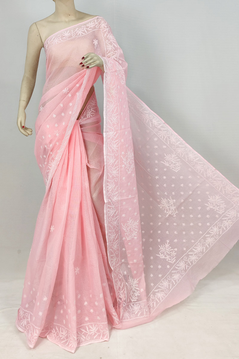 Peach Kota Cotton Tepchi Work Skirt Palla Saree With Blouse MC253179