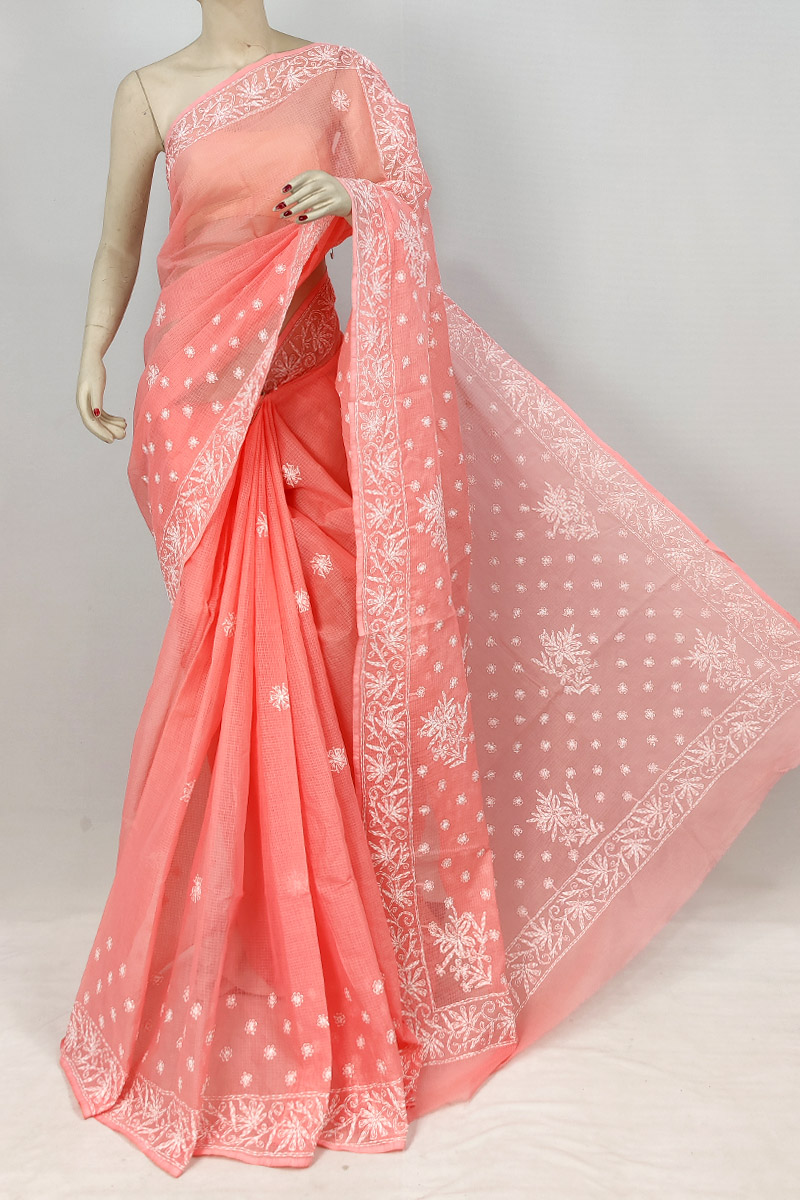 Orange Kota Cotton Tepchi Work Skirt Palla Saree With Blouse MC253180