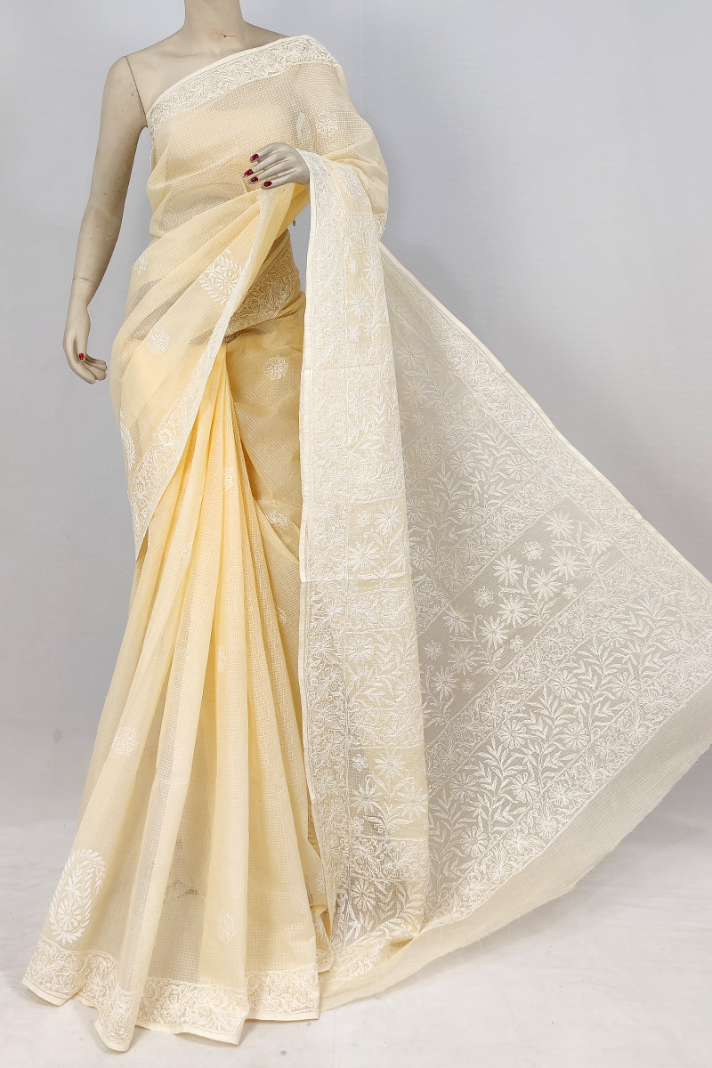Fawn Kota Cotton Tepchi Work Skirt Palla Saree With Blouse MC253181