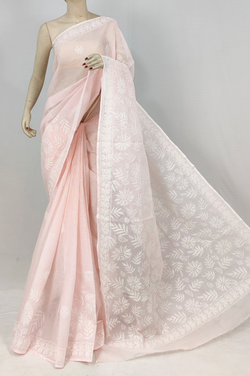 Baby Pink Kota Cotton Tepchi Work Saree With Blouse MC253183