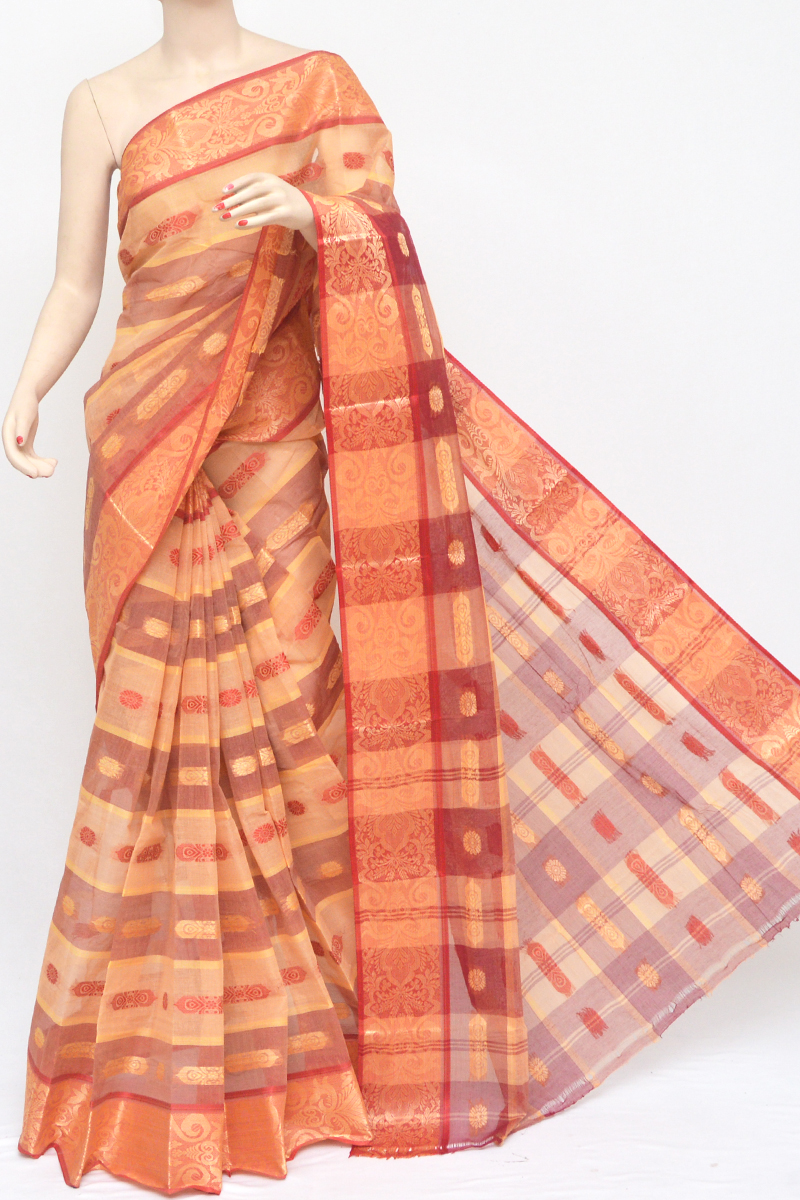 Brown Color Cotton Tant Bengal Handloom Saree (without Blouse) - Mc2510632