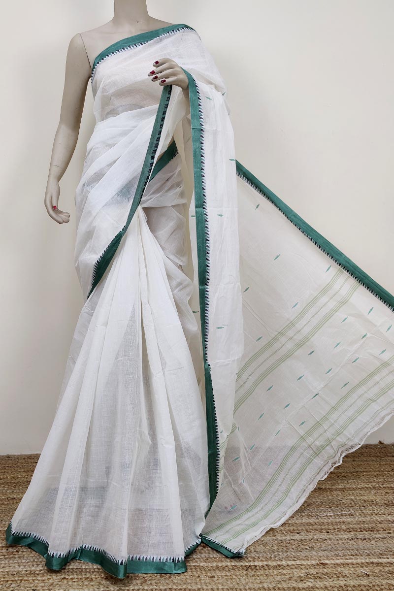 Off White Colour Bengoal Handloom Mulmul Cotton Saree (Without Blouse) MC252762