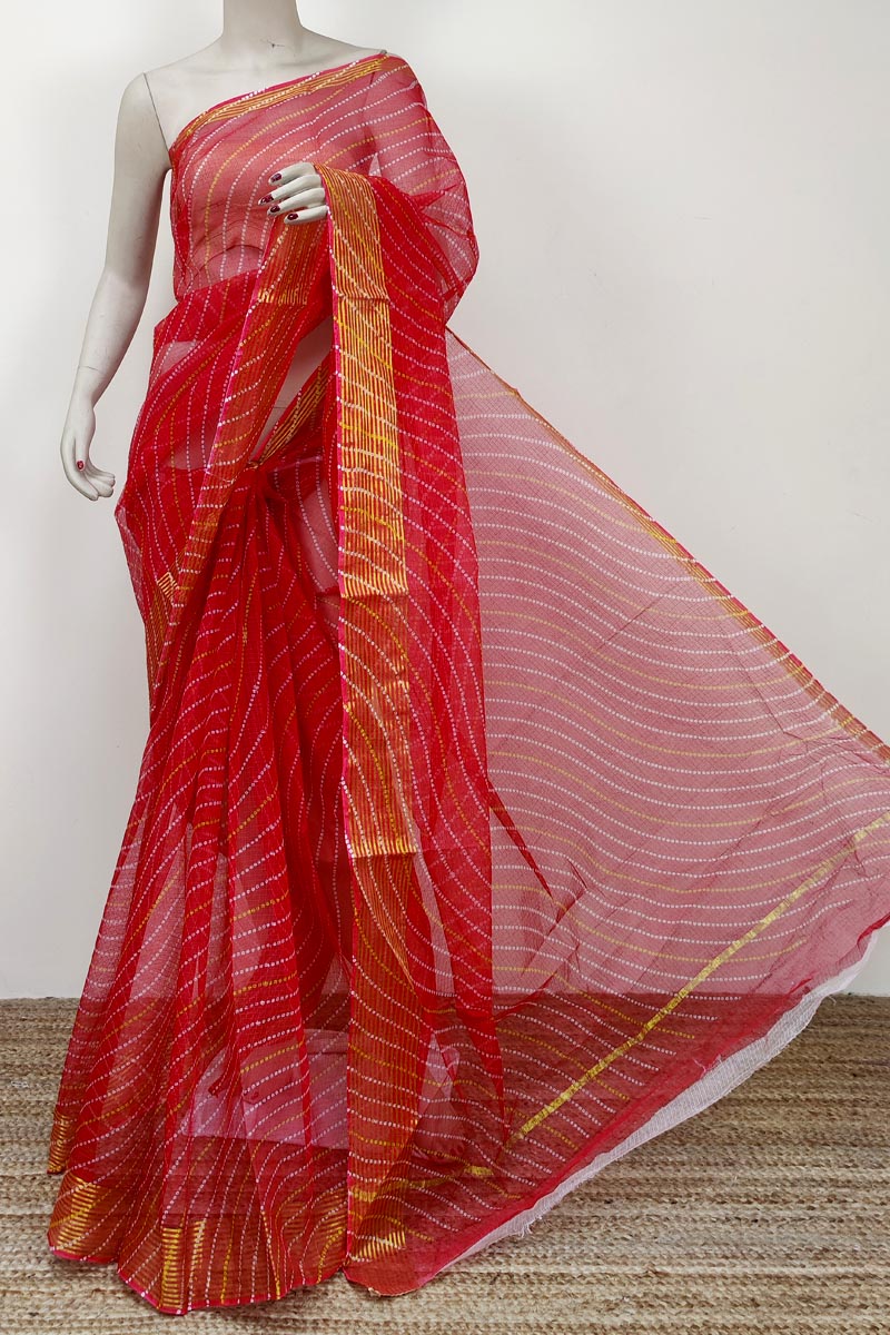 Red Colour Bengoal Handloom J P Moonga Kota Cotton Saree With Zari Border MC252765