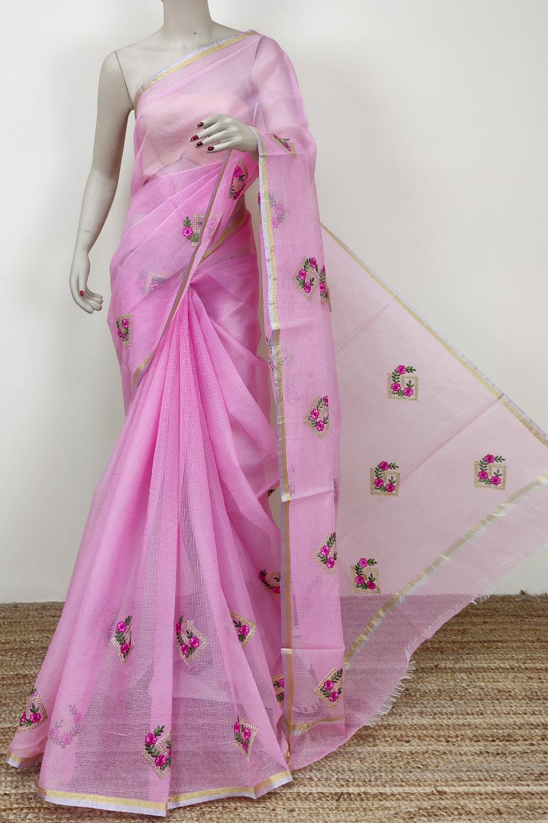 Baby Pink Colour Bengoal Handloom Kota Cotton Saree (without Blouse) Mc252769