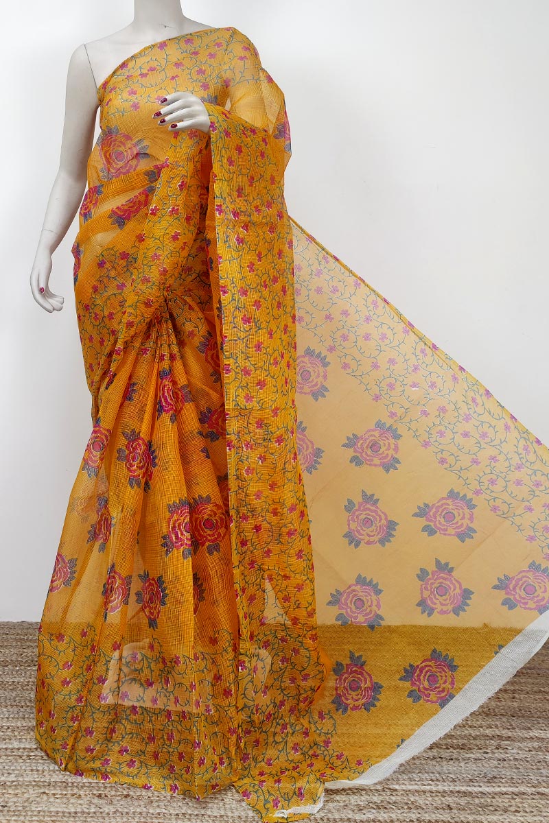 Mustard Yellow Colour Bengoal Handloom kota Cotton Saree (without Blouse) MC252775