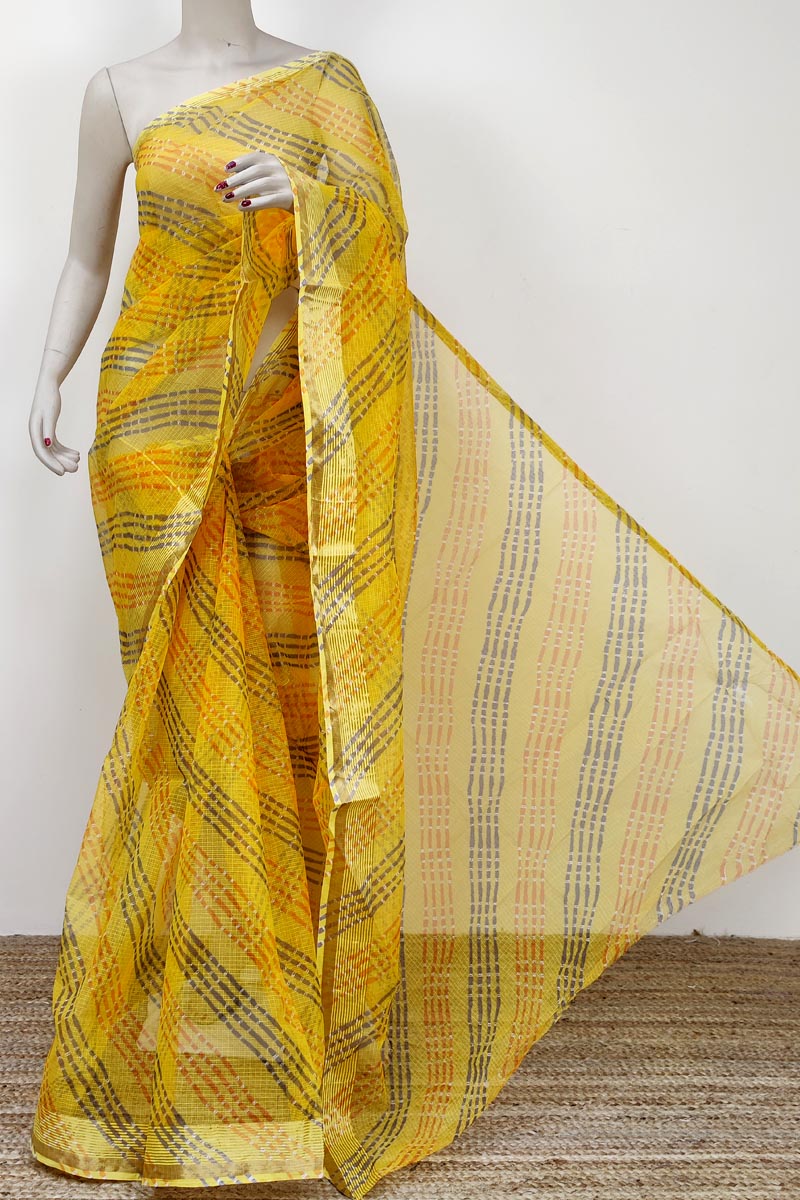 Yellow Colour Bengoal Handloom J P Moonga Kota Cotton Saree With Zari Border MC252777