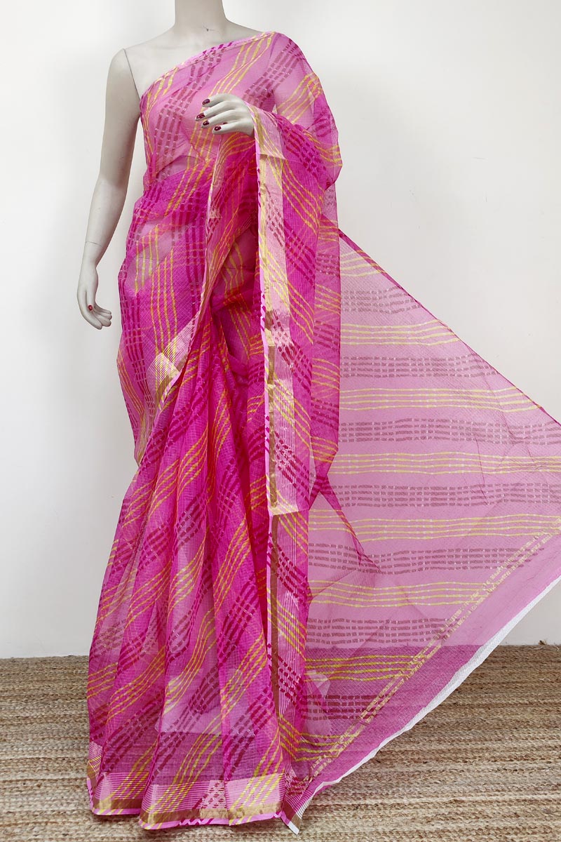 Pink Colour Bengoal Handloom J P Moonga Kota Cotton Saree With Zari Border Mc252778