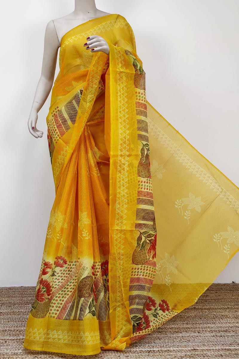 Yellow Colour Bengoal Handloom kota Cotton Saree (without Blouse) MC252787