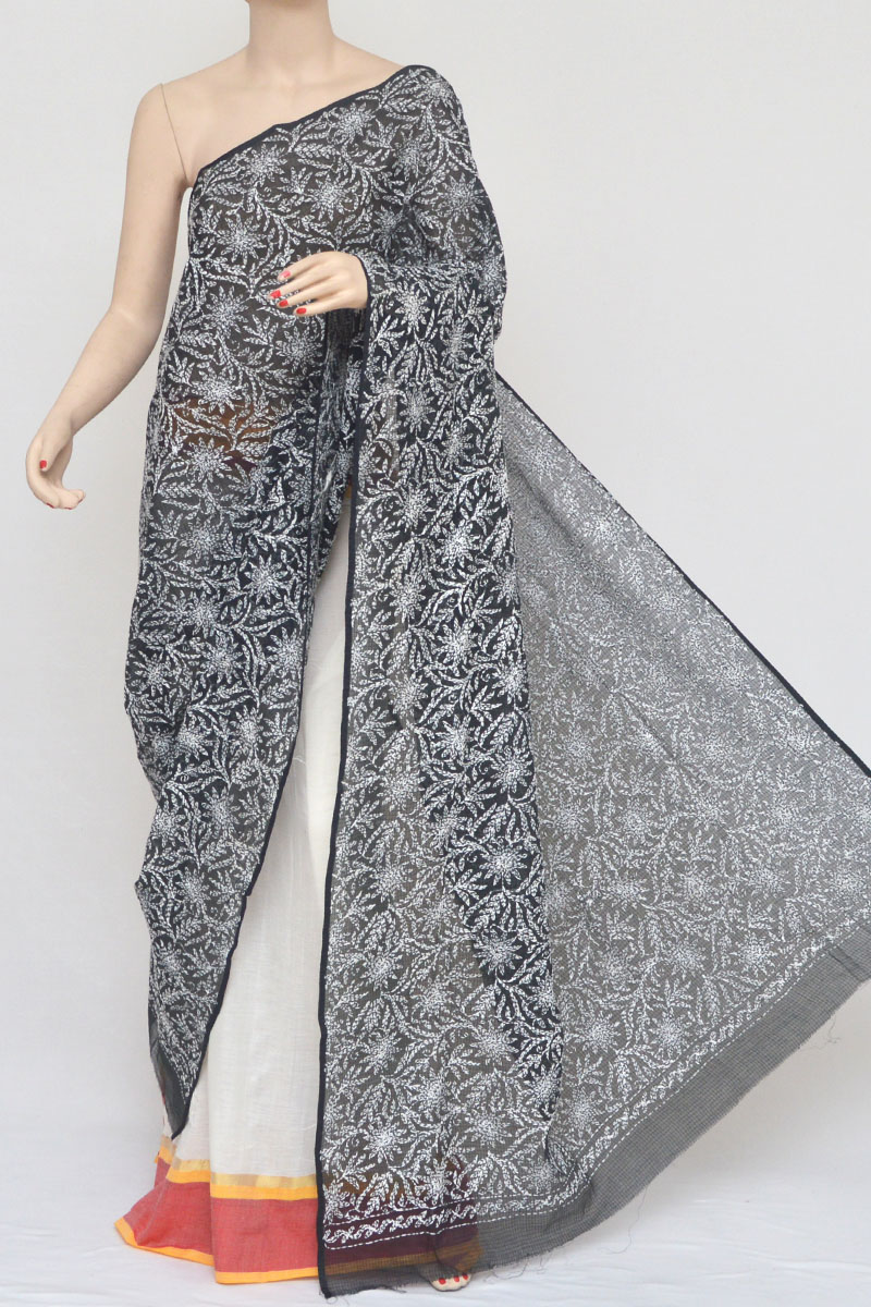 Black Allover Tepchi Hand Embroidered Lucknowi Chikankari Dupatta (Kota Cotton)MC251015