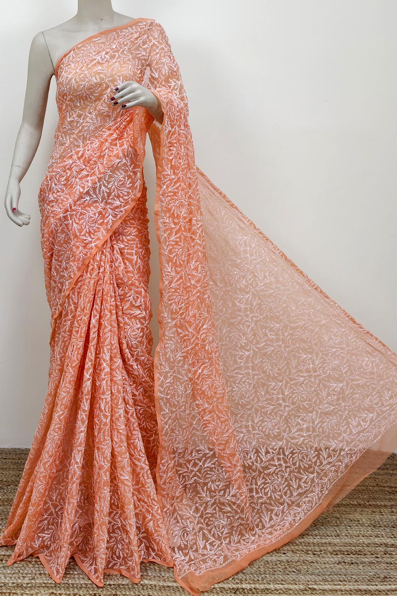 Orange Colour Georgette Allover Tepchi (Saree with Blouse) MC252571