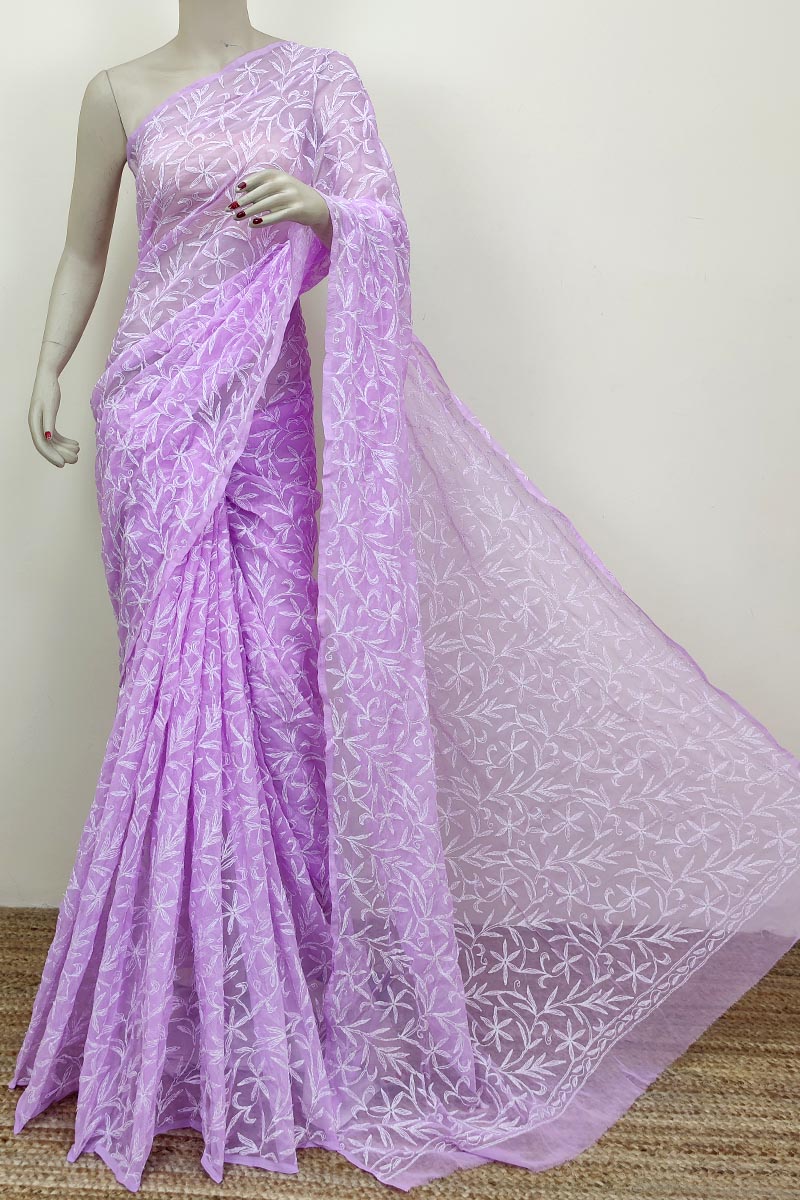 Lavender Colour Georgette Allover Tepchi (Saree with Blouse) MC252575